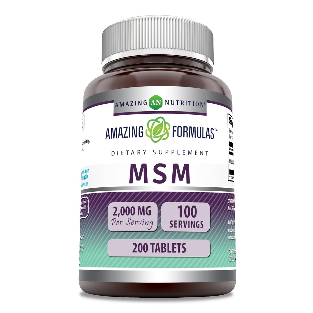 神奇的方程式 MSM(Methylsulfonylmethan) 补编 + 1000 Mg Perervice → 200 tablets → Non-GMO → Gluten Free → 美国制造