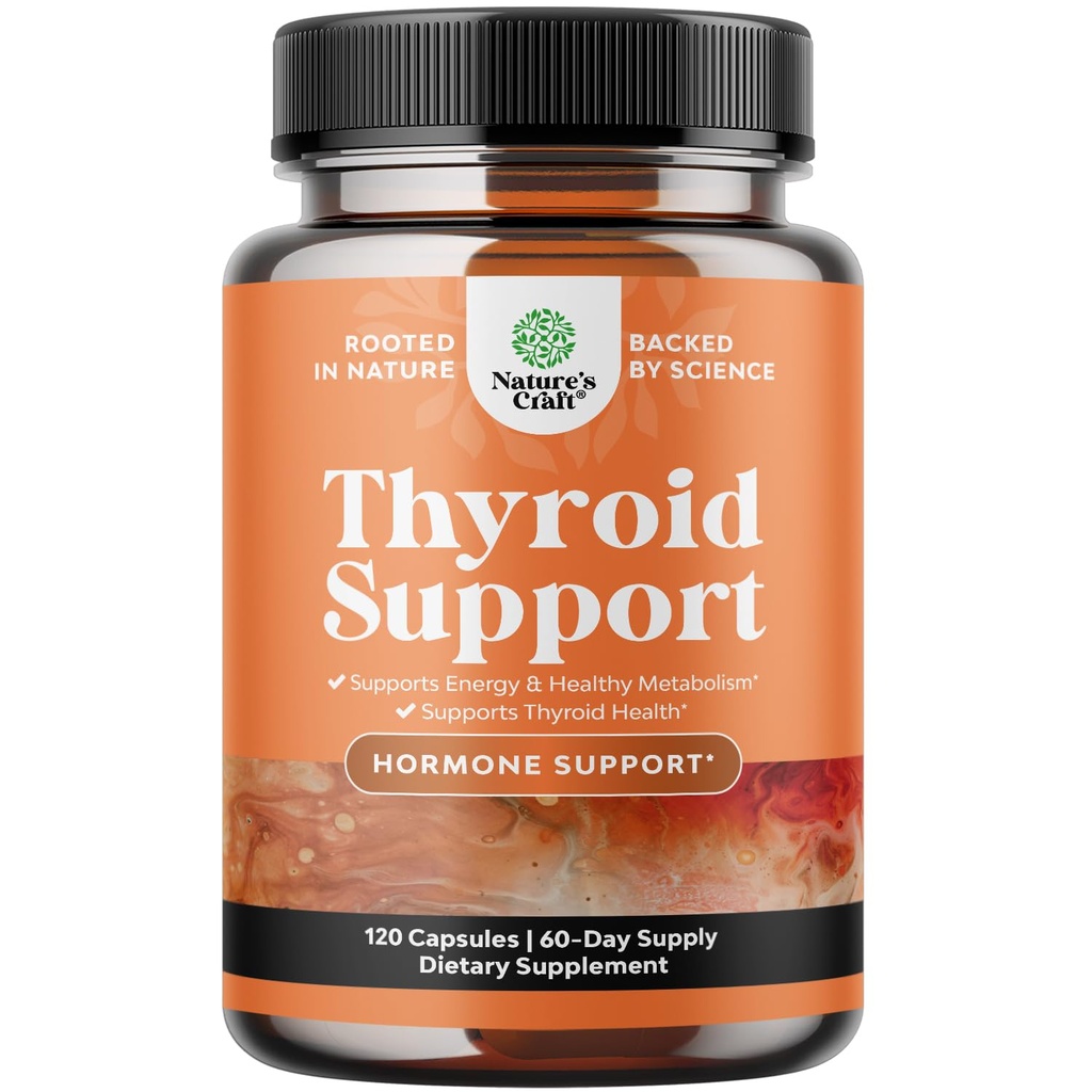 草药甲状腺支持综合体 - Potent Kelp碘辅酶与L Tyrosine, Bladderwrack, Selenium & Pure Ashwagandha for Hormone 平衡 - Mood & Energy 饮食药丸 - 120 Halal Capsules