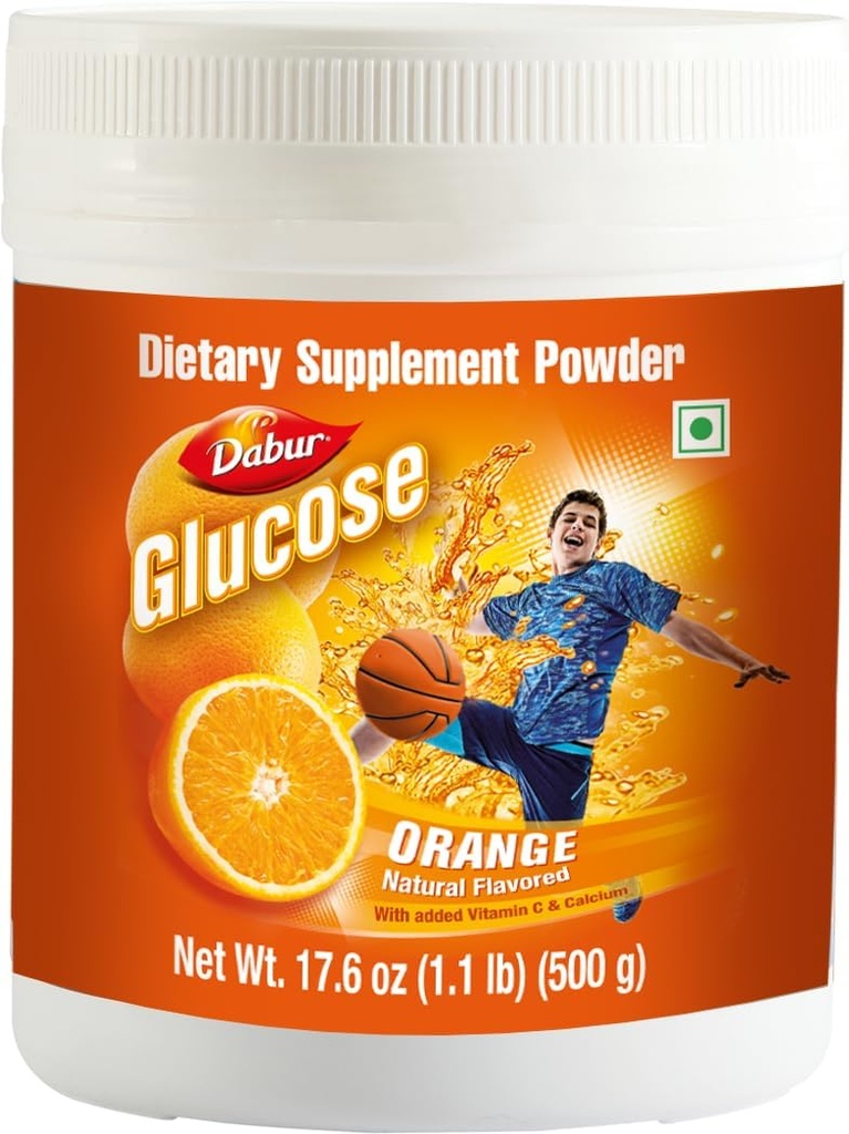 Dabur Glucose - Glucose Powder - 加固维生素D和钙 - A味橙 - 500克