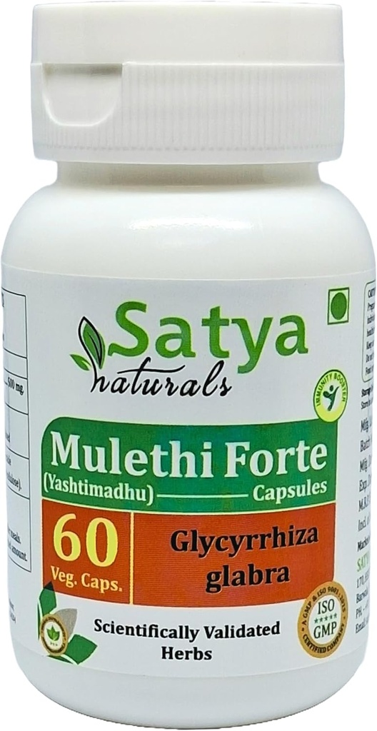 Mulethi Forte Capsules 500 mg. 60 Veg. Capsule | Yasthimadhu (Glycyrrhiza Glabra) 供男女使用的 Capsules | Ayurvedic 草药补充剂/修复剂 | 10:1 堡(1瓶60 Capsules)