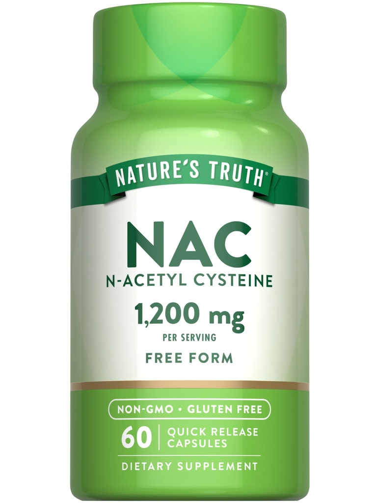 Nature's Truth NAC Supplement → N 乙酰Cysteine → Free Form 氨基酸 → 1200 mg → 60 Capsules → Non-GMO 和 Gluten 免费补编