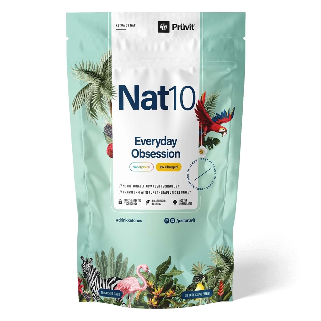 Pruvit - KETO//OS NAT 每日 Obsession Nat10 品种包 - 增强大脑清晰度,布尔能量 - 10 x充电包
