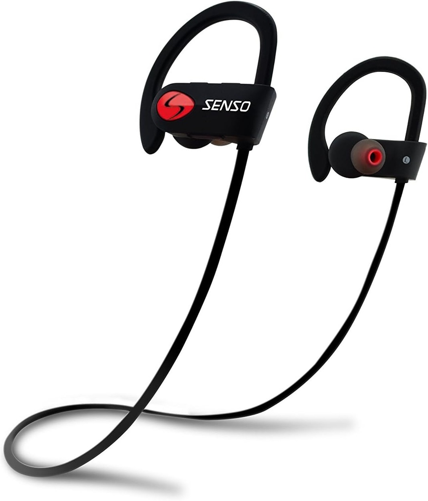 Senso Bluetooth耳机,最佳无线运动耳机w/Mic IPX7 防水立体声防水耳机,用于Gym 运行工作耳机噪声 取消耳机噪声