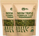 Neem Triple Complex T Cut(非粉末),好做鲜叶茶 8 Ounces, leaves, Bark, 花在比例(80:10:10) (Pack of 2).
