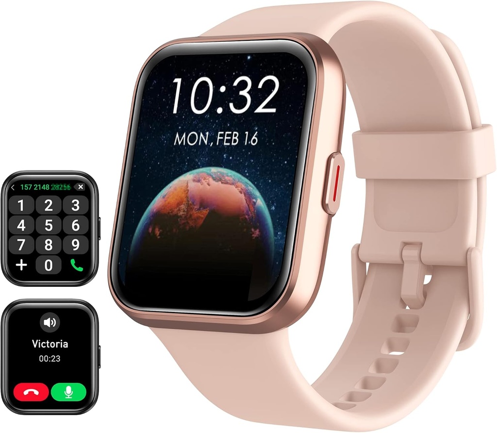 Smart Watch for Women Android & iPhone, Alexa Built-in, 1.8" 触摸屏幕适配追踪器与答/Make呼叫, IP68 防水心率/睡眠/SpO2 监视器, 计时器, 100+ 运动模式