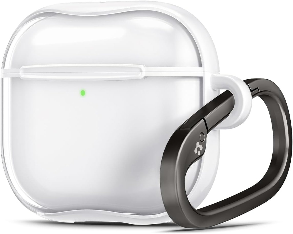 Spigen Ultra混合设计 AirPods 4 Case (2024) 用武警钥匙链的反黄色清晰封面 - Jet White