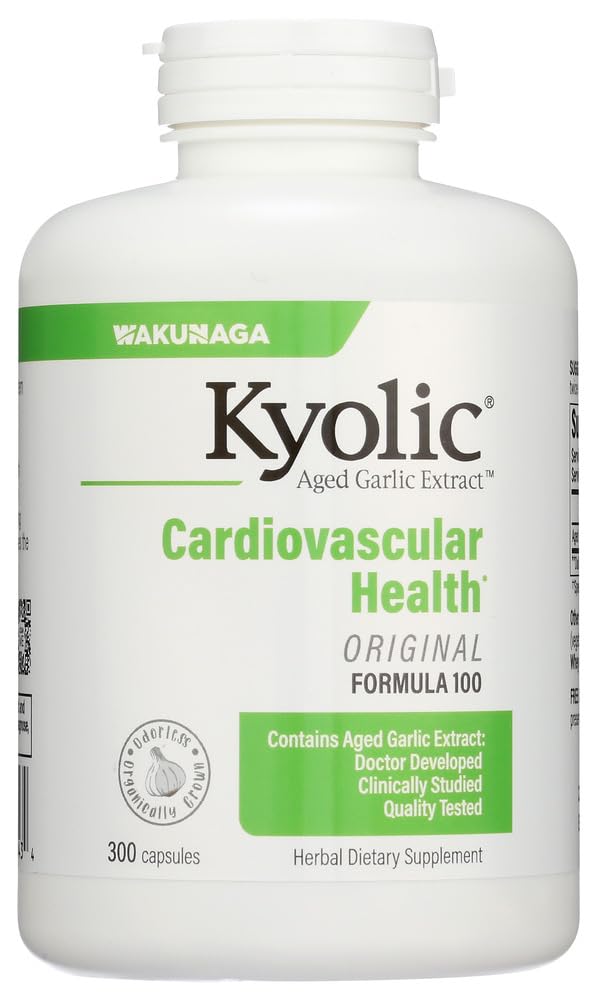 Kyolic Aged Garlic 提取器 - 原始心血管公式100,高概率600mg,300盖,(Wakunaga/Kyolic)