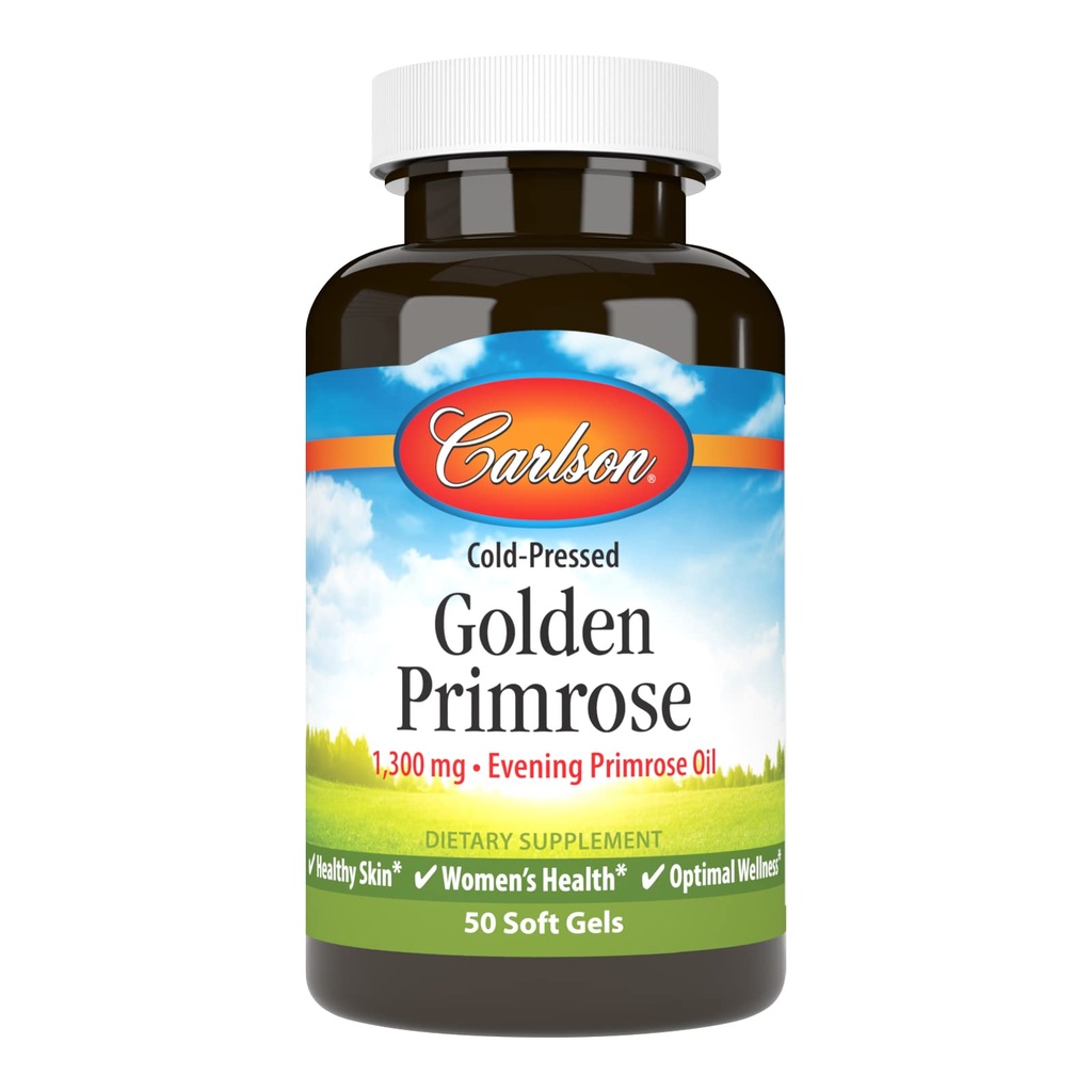Carlson - Golden Primrose, 1300 mg Evening Primrose Oil, Cold-Pressed, 健康皮肤, 妇女健康与最佳健康, 50软胶