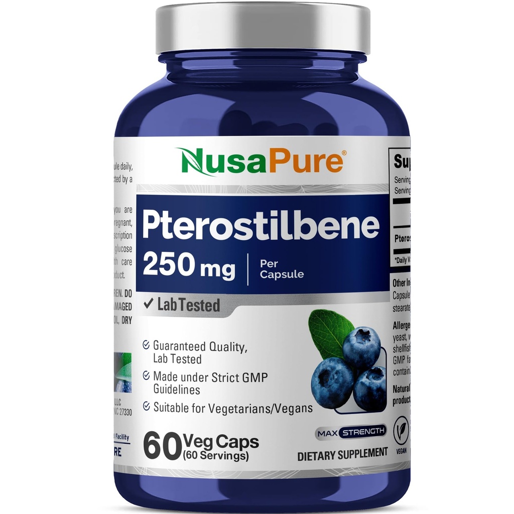NusaPure Pterostilbeene 每只Veggie Caps, 60 counter(Non-GMO, Vegan)