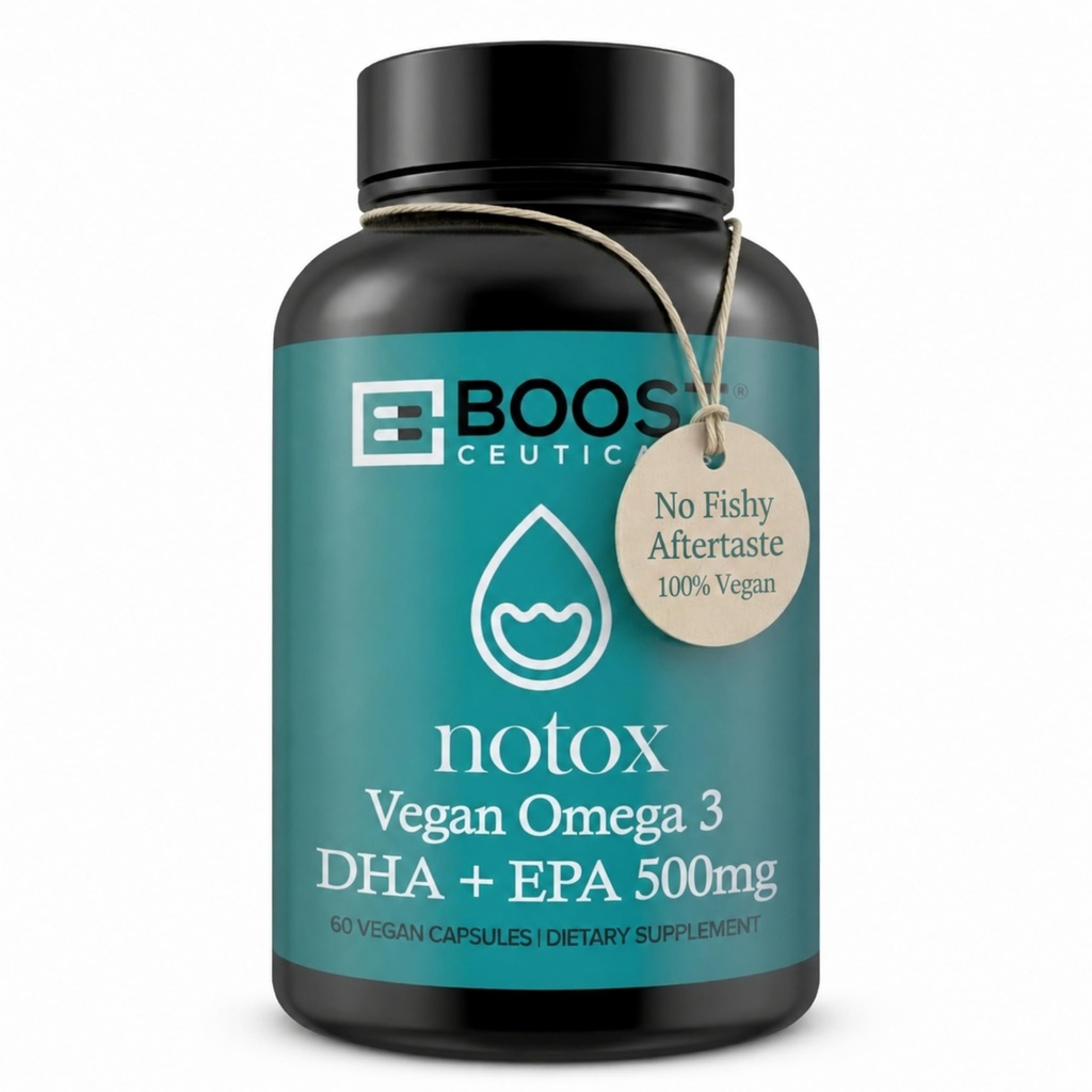BoostCeutics Vegan Omega 3 补充500mg Dha Epa Vegan 软胶 - 没有 Stearates 非 GMO Gluten 自由 QQ 60 Ct 心脏和脑健康