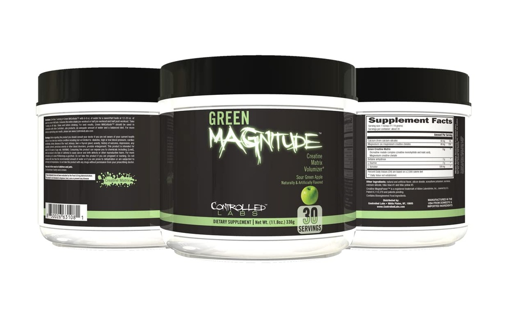 ControlLABS Green Magnitude Supplements, Synergistic Creatine Formula Powder, 推动力量, Stamina, and Performance, (Sour Green Apple, 30 services) 绿色放大增量, 绿色增量增量增量增量增量增量增量增量增量增量增量增量增量增量增量增量增量增量增量增量增量增量增量增量增量增量增快 绿色苹果, 30 services.