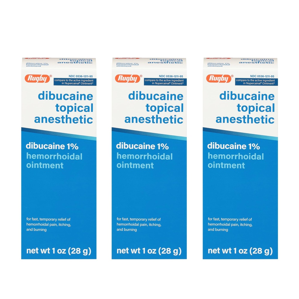 Rugby Dibucaine 主题麻醉药 1% 血红蛋白膏 - 治痒和烧伤的止痛霜,治痔疮,抗痒霜1 Oz(3包)