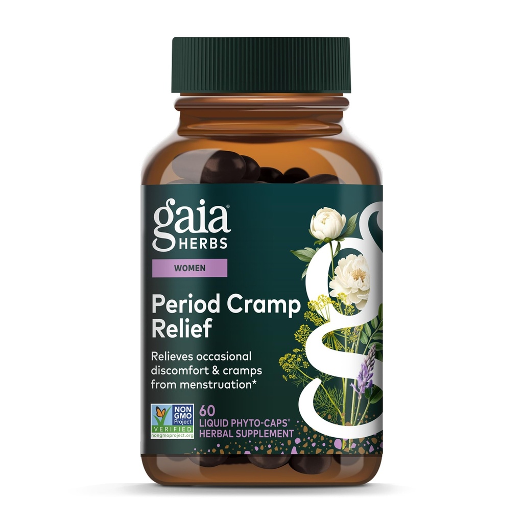 Gaia Herbs Cramp Relief - Hormone平衡和期Cramp Relief - 用有机油根、白豆根、涡轮等制成 - 60 Vegan Capsules (60架)