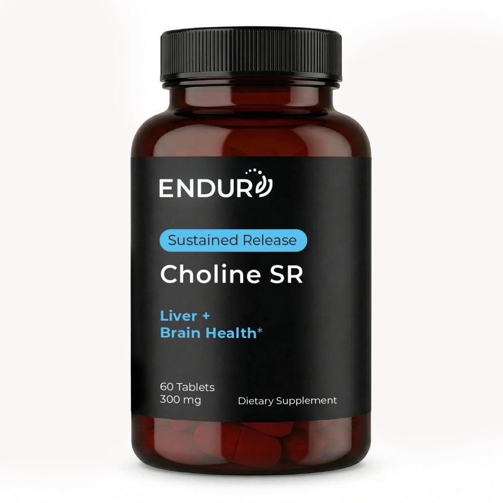 Endur Choline L(+) Bitartrate,持续释放大脑和肝脏支持补充,产前安全,Vegan,Non-GMO,Gluten Free,300mg(60平板电脑)