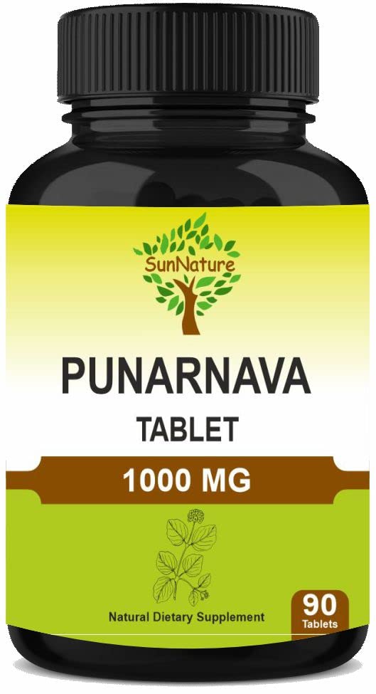 Punarnava 片90片,1000 mg| 45天供应 草药片| 草药补充 | Vegan | Boerhaavia diffusa | 来自印度