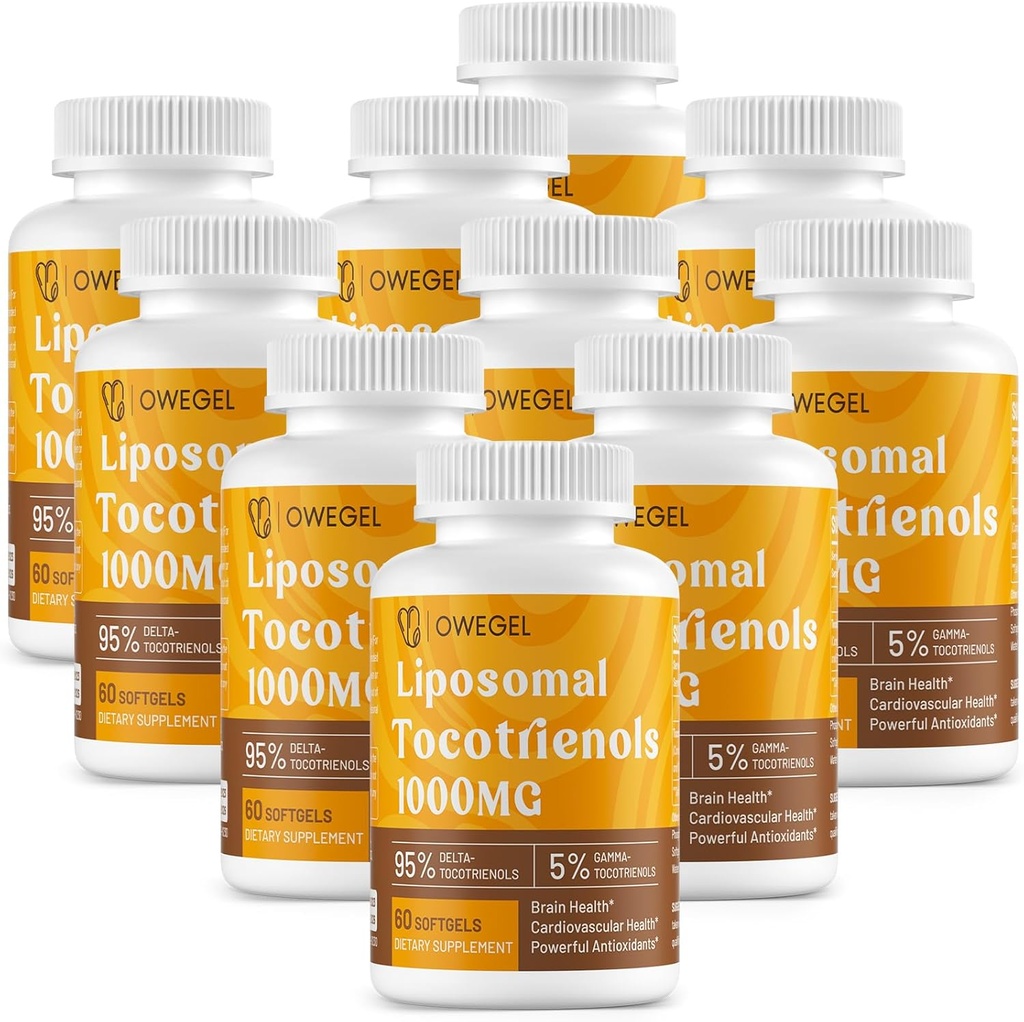 Liposomal Tocotrienols 1000mg - 高生物利用率 维生素E Tocotrienols 补充剂,95% 德尔塔和5% Gamma Tocotrienol Capsules 支持皮肤,骨骼,抗氧化剂 600 软胶