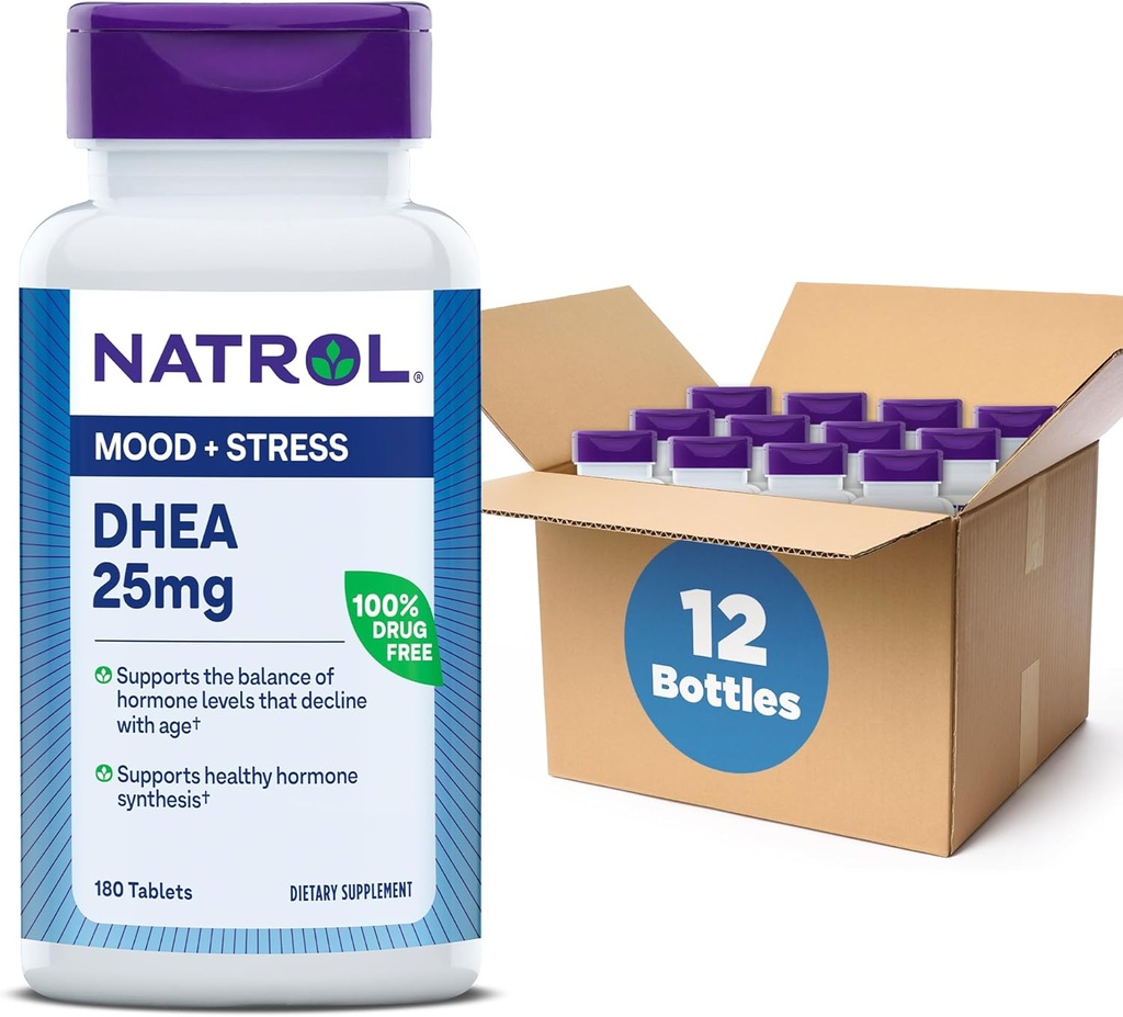 Natrol Mood & Express DHEA 25mg with Calcium, 《平衡某些荷尔蒙水平和Mood支持的饮食补充》,180块平板电脑,180天供应(12包)