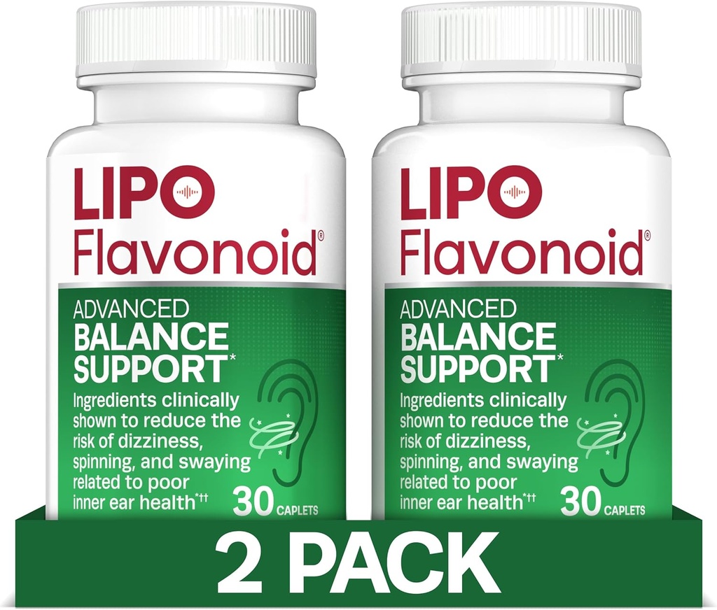 Lipo-Flavonoid 迷幻和眩晕救济平衡支持 - 与Ginkgo Biloba & Vitamin D & B Complex 的临床测试公式 - 内耳健康与平衡支持 - 30-Count - 2-Pack