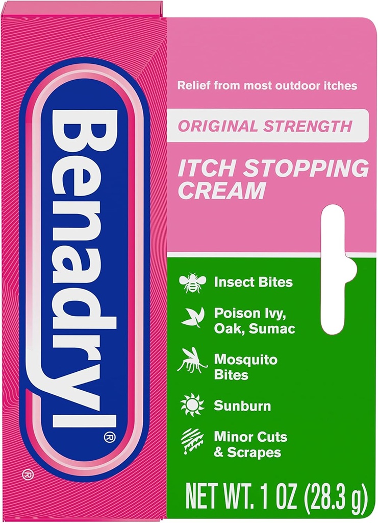 Benadryl 原型强痒 停止抗痒凝血剂 双酚胺 HCl 主题性镇痛剂和锌酸乙酸盐 皮肤保护剂 抗大多数室外炎剂, 1 oz (Pack of 6)