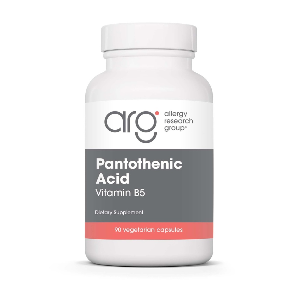 过敏性研究小组 Pantothenic Acid - 男女维生素B5,钙,500mg 补充,纯,有机,蔬菜卡普勒斯 - 90个