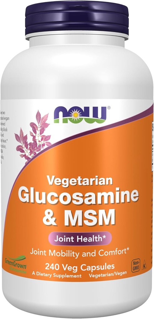 现在食品补充品,Glucosamine & MSM(绿色葡萄糖),蔬菜,240 Veg Capsules
