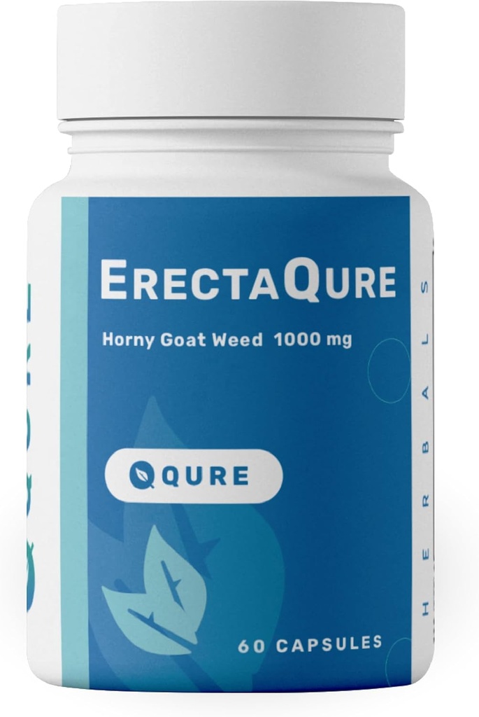 ErectaQure Horny Goat Weed for Men - 增加男性驱动力的男性增强补充 - Tongkat Ali, Ginsen根和超氧化物阳离子 - 60 Capsules Gluten-free