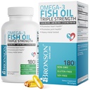 Bronson Omega 3 鱼油三重强度 2720 mg,高环保局 1250 mg DHA 488 mg,非GMO重金属试验,180 Softgels
