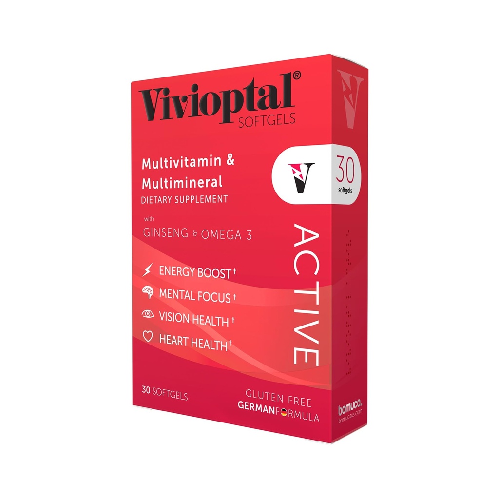 紫外活性 30 软胶, Ginseng & Omega 3, 多维塔明 & 多米内拉尔, Gluten Free, 德国公式