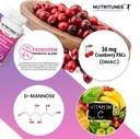 Cranberry PACs,配有D Mannose Supplements供妇女、维生素C和妇女阴道良药,包括乳房杆菌和乳房杆菌菌菌株,用于尿道切除术保健 -- -- 60个Femuni UTH Capsules
