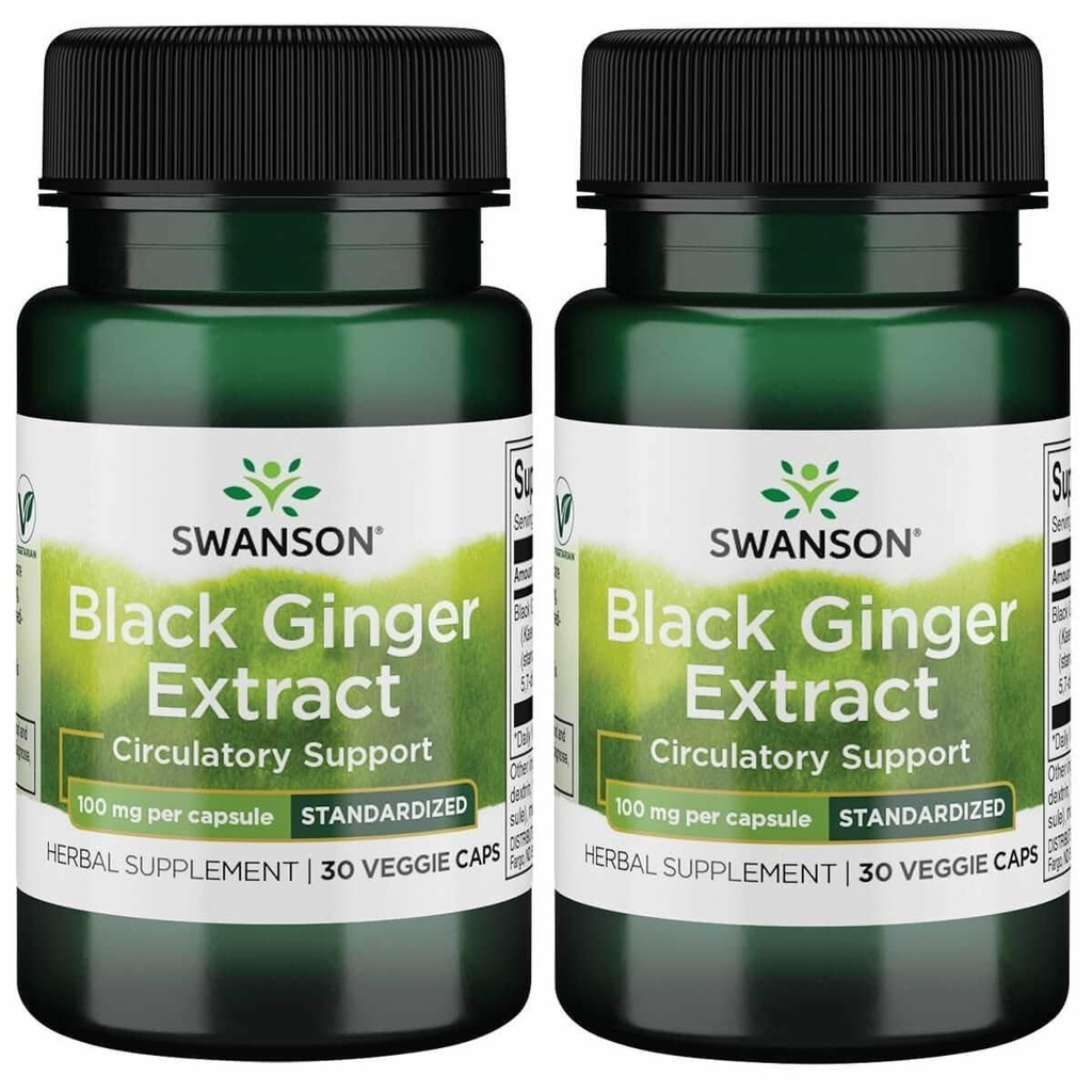 Swanson Black Ginger 提取器 -- -- 促进健康的血液循环和身体活性 -- -- 希望援助心脏健康、肌肉组织以及精神健康 -- -- 30个Veggie Capsules,每个100毫克(2包)