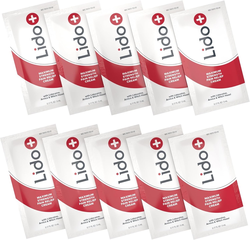 Lido+ 10 Pack Lidocaine Cream Sachets =============================================================================================================================================================================================================================================