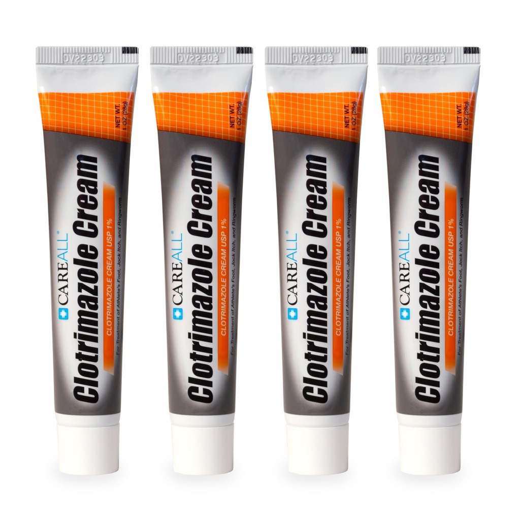Careall Clotrimazole Antifungal Cream 1% USP 1.0 oz. (4 Pack), Coures Most Athlete's Foot, Jock Itch and Ringworm, 与"领先品牌"相比.