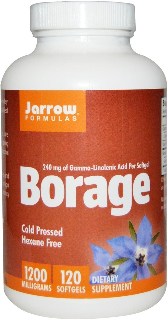 Jarrow Formules Borage 1200 mg - 120 Softgels - 最有可能的GLA来源 - 支持皮肤健康和免疫功能 - 支持Mild PMS不适 - 最多120种服务