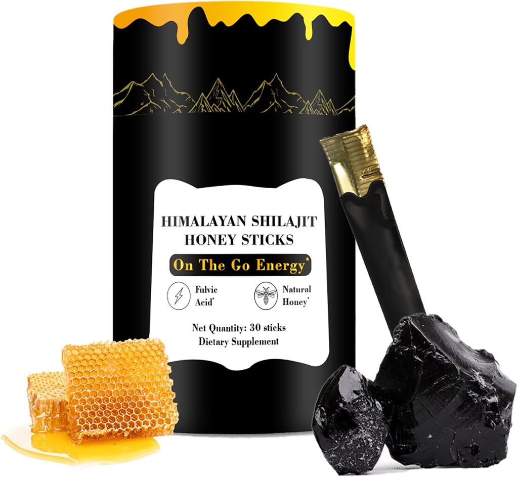 Shilajit 蜜棒 30 棒 - 纯喜马拉雅的Resin,有机蜂蜜和香花 能源靴, 免疫支持与生命力, SHILAJIT 蜜棒 男与女