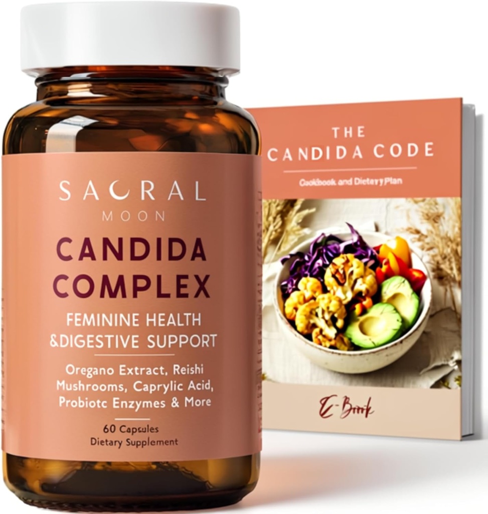 Candida Cleanse for Women – Gut & Feminine 平衡 Oregano Oil, Caprylic, Probiotics, Reishi, Aloe & Black Walnut – 帮助支持消化舒适, Clarity, 清皮肤和阴道 pH