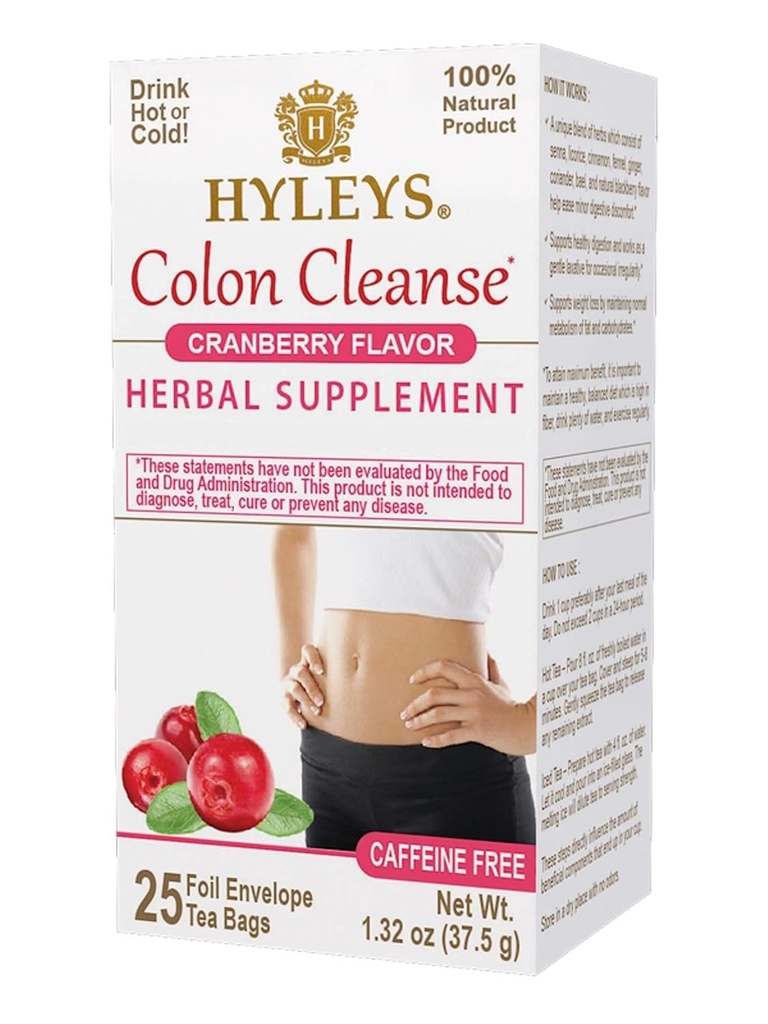 Hyleys Colon cleanse Tea Cranberry Flavor - 25个茶袋(1包)