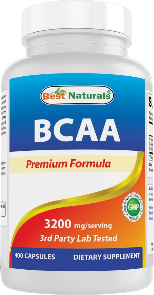 Best Naturals BCAA 分支链氨基酸,每服3200毫克,400卡普尔-药物级-100%纯即时公式 ++++++++++ 助力肌肉生长