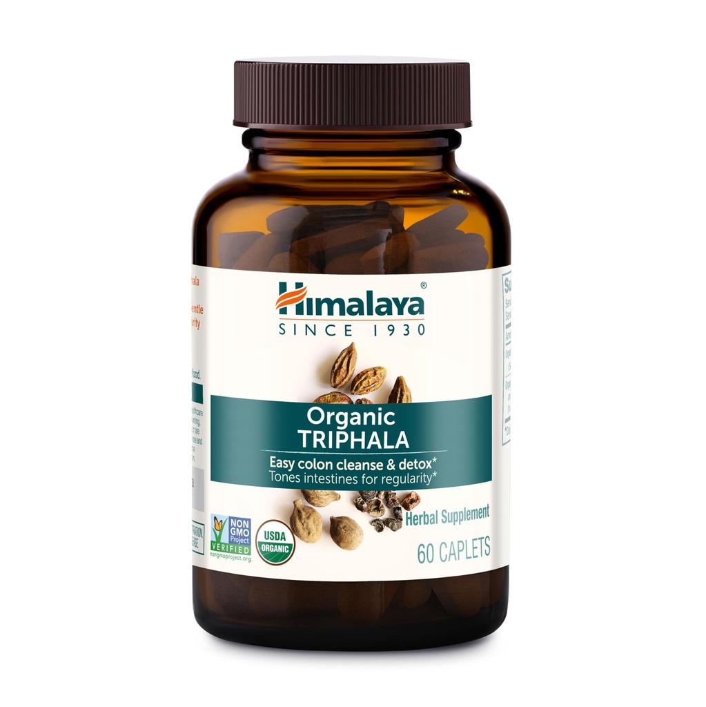 喜马拉雅有机Triphala,2个月供应,用于Colon Clean Cleanse、Detox和偶发便秘、USADA认证有机物、非GMO、无葡萄糖、提取和粉末草药补充剂,688毫克,60个卡普莱