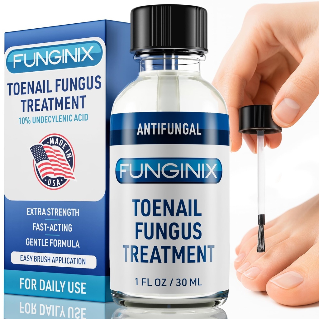 FUNGINIX Toenail Fungus 治疗外力 - 抗菌钉治疗 10%的无底酸和茶树油 - 15+天然油和植物 - 在美国制造(包装 May Vary)