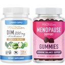 更年期支助Gummys+200mg DIM 妇女加强雌激素平衡补充剂 * 植物学家Gluten Free Hormone Balance Gummys(30名服务员)和Diindolylmethane Capsules(120名服务员)
