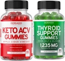 Keto ACV Gummys (60 Counter) 高级体重损失公式和甲状腺支持(90 Counter) 配有 Ashwaganda, Iodine, Bladderwrack, Kelp & Schisandra - Non-GMO, Vegan & Made 在美国的辅助模型