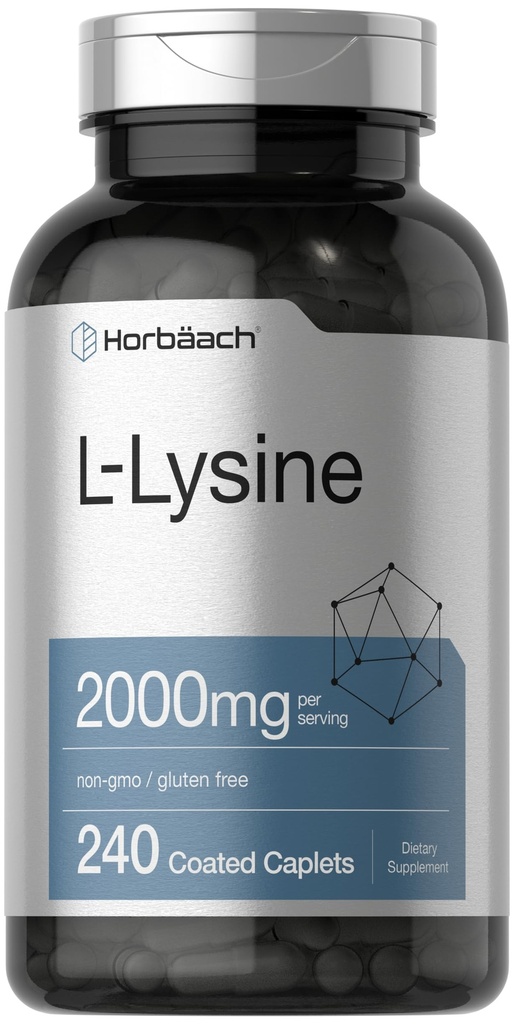 Horbäach L-Lysine Supplement 2000mg 240卡普列斯 自由形态 L-Lysine 氯化氢 | 蔬菜,非GMO, Gluten Free