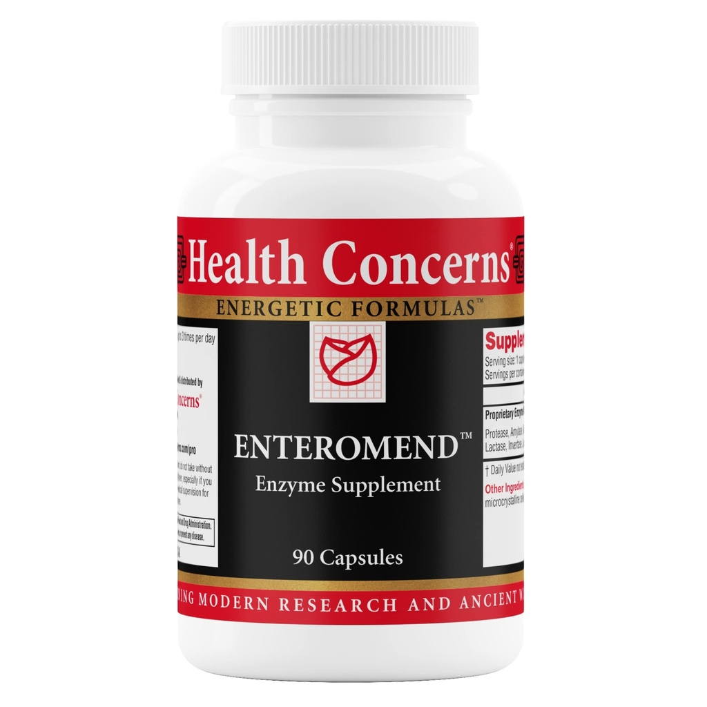 健康关注 Enteromend — Gut Health, Bloating & Food Sensitive Relief — Intestinal & Digestive Support — Protase, Amylase, Lactase & Peptidase — 90 Capsules