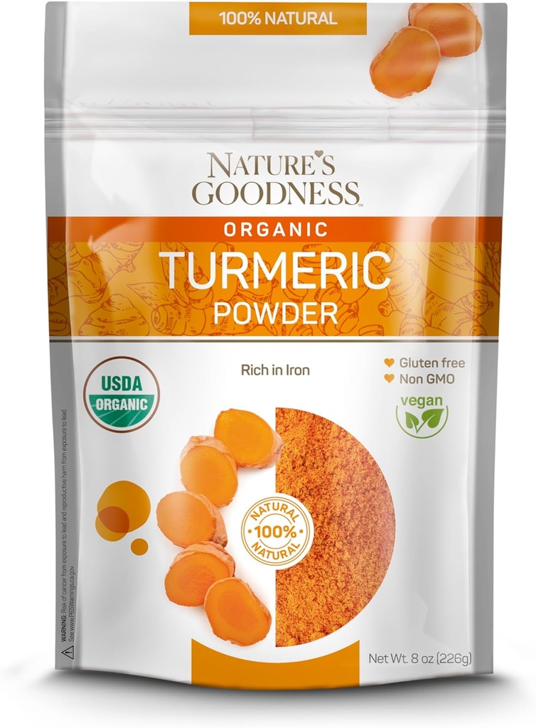 (原始内容存档于2018-09-21). Natural's Goodness Organic Powder 纯地曲霉根香料 Raw Vegan Turmeric Curcumin Seasoning Rich in Vitamins & Natural Antioxidants → NN-GMO Gluten-free 8 oz