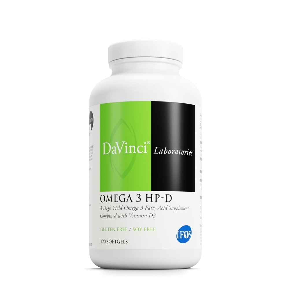 DAVINCI Labs Omega 3 HP-D - 健康关节和免疫,心血管和皮肤健康支持的饮食补充剂 - 维生素D3和更多无脂 - Lemon Flavor - 120软胶