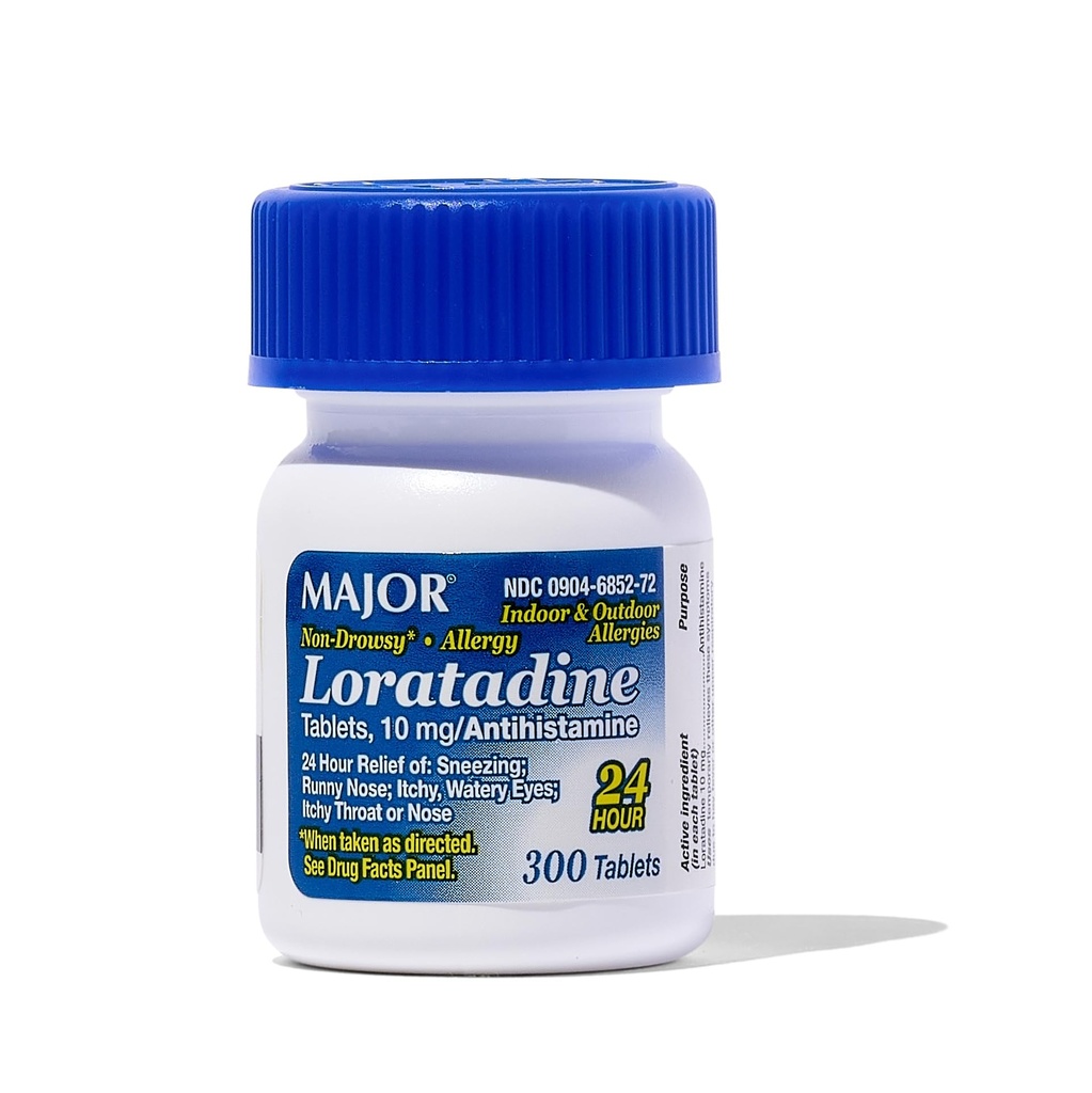 主要的过敏Loratadine 10 mg 片剂 - 成人和儿童6岁及以上年龄的非昏睡过敏药物 - 推广24Hour过敏救济 - 每日过敏药片 - 抗希胺 - 300 平板电脑