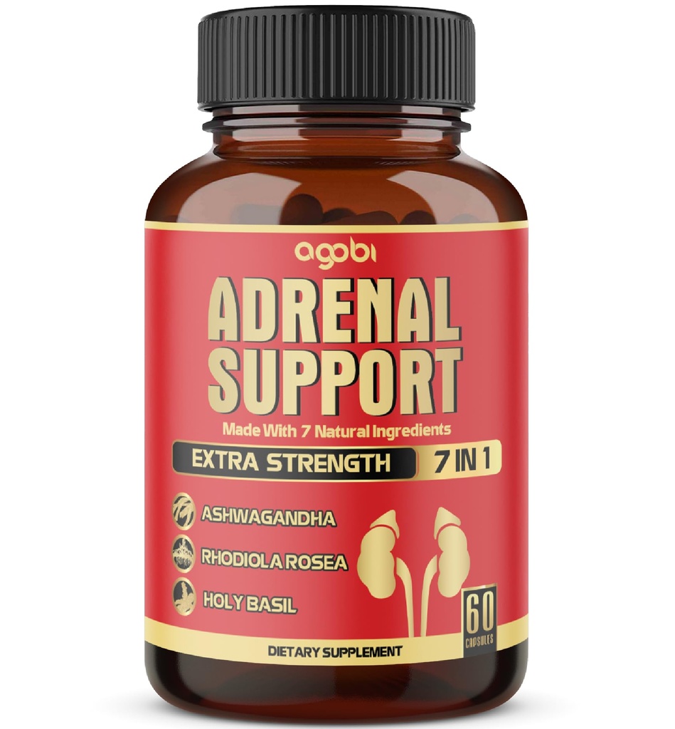 7in1 肾上腺素支持补充剂 -- -- 用于集中注意Ashwagandha、Panax Ginseng、Rhodiola Rosea & More -- -- 60 Capsules 2个月身体平衡