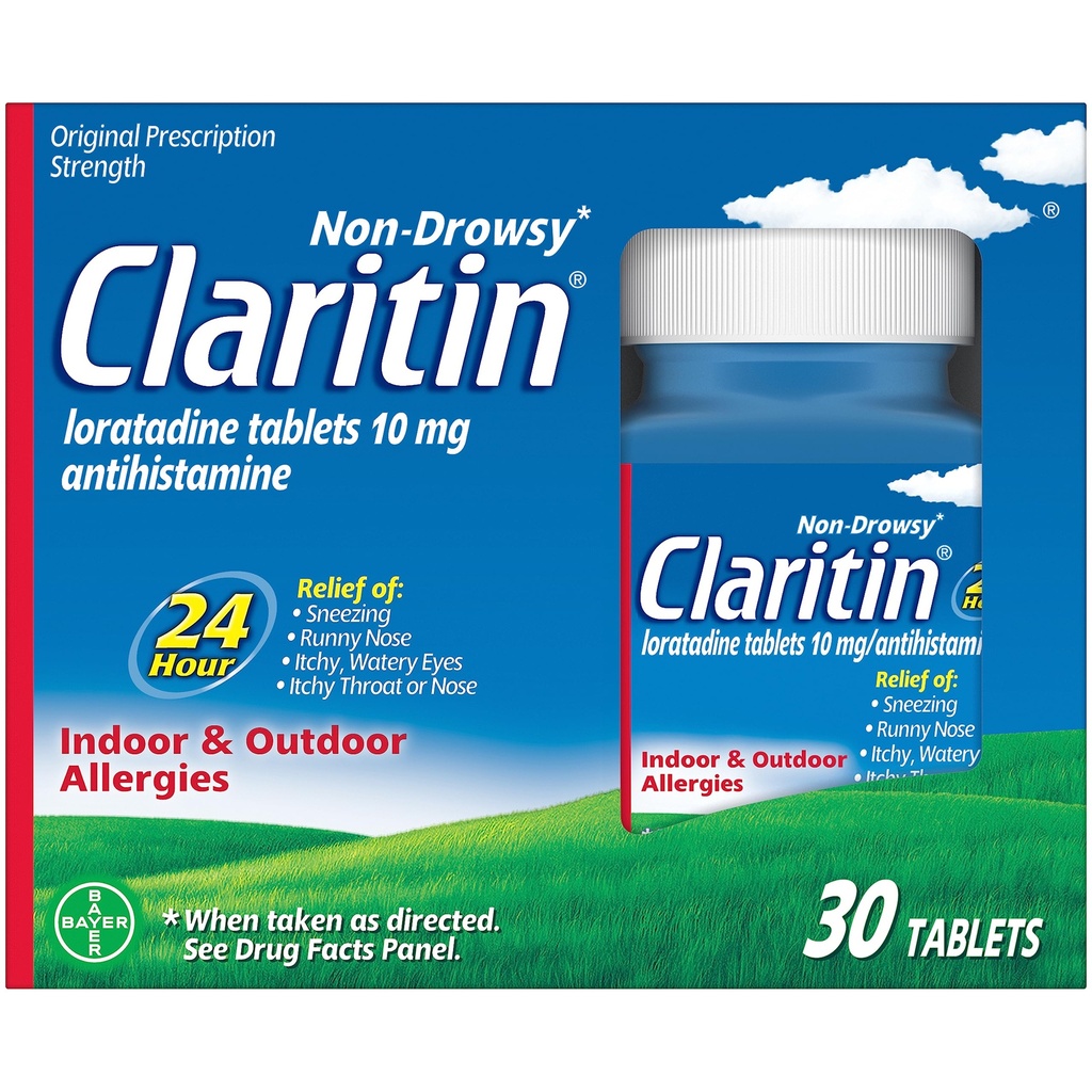 Claritin 24 HR Non Drowsy过敏医学,Loratadine 抗组织胺药片,30 Ct