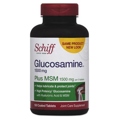 Schiff Glucosamine 1500mg + MSM 1500mg 和 Hyaluronic Acid, 150平板 - 联合补编