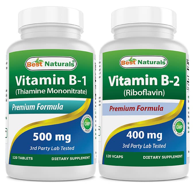 最佳天然维生素B1作为锡胺单硝酸酯500毫克和维生素B2(Riboflavin)400毫克